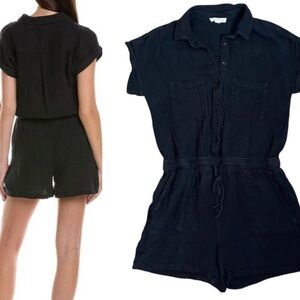 beachlunchlounge Black Button-Up Jumpsuit
